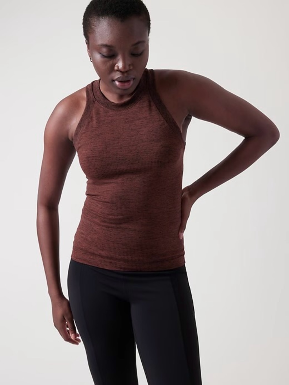 Athleta Renew Seamless Racerback Tank In Ancient Mahogany Heather Burgundy XS
